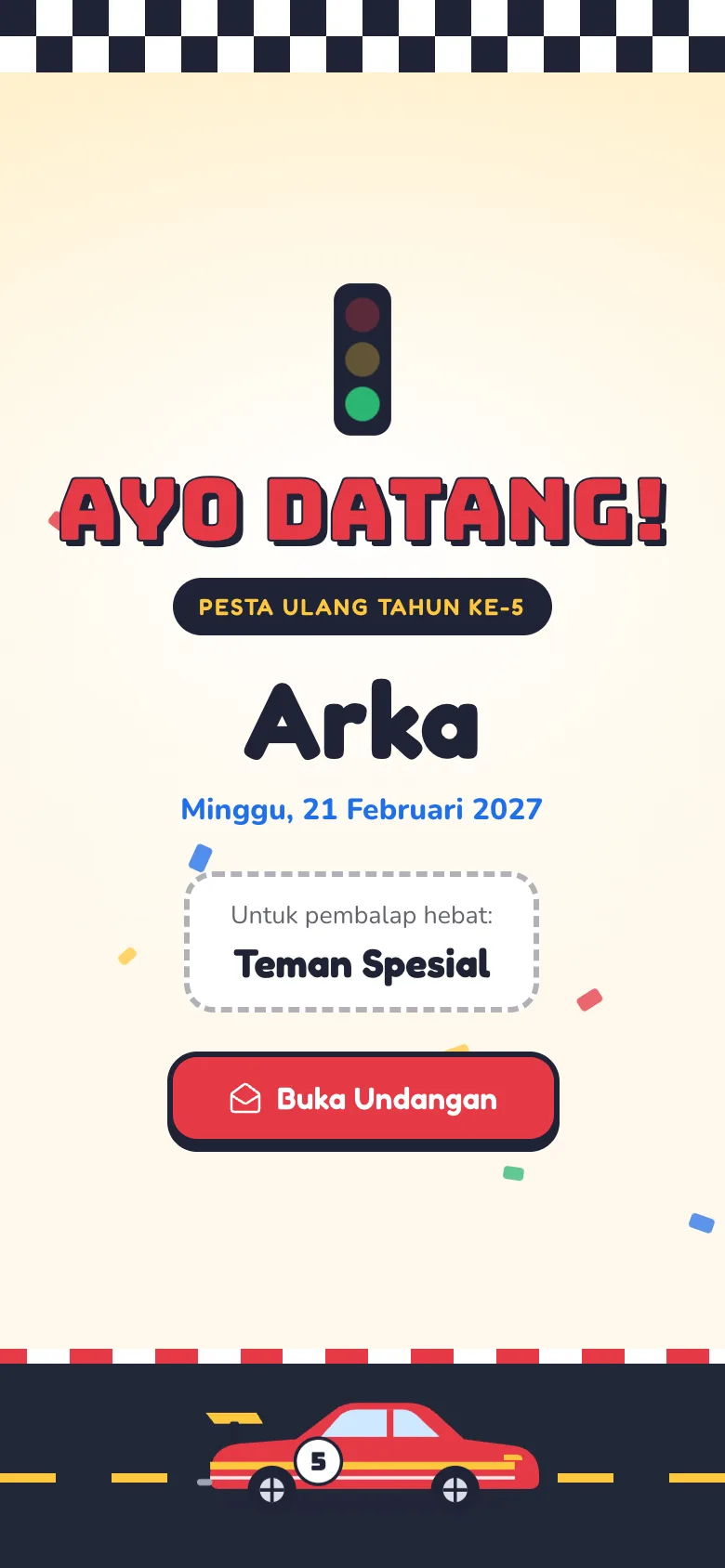 Contoh undangan digital Ulang Tahun di ponsel